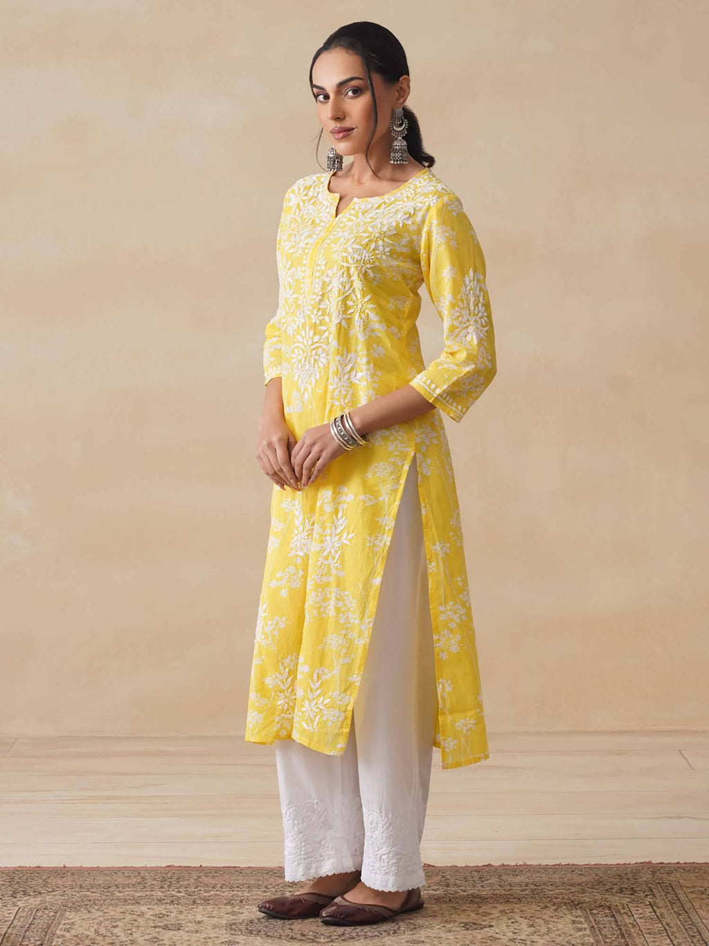 Chikankari Woven Printed Long Kurta | KDG - view 2
