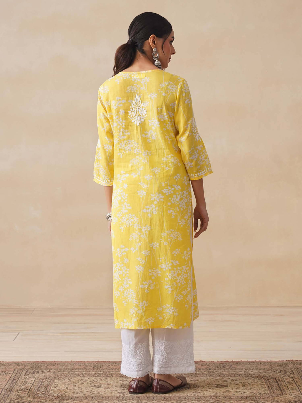 Chikankari Woven Printed Long Kurta | FY93 - view 4
