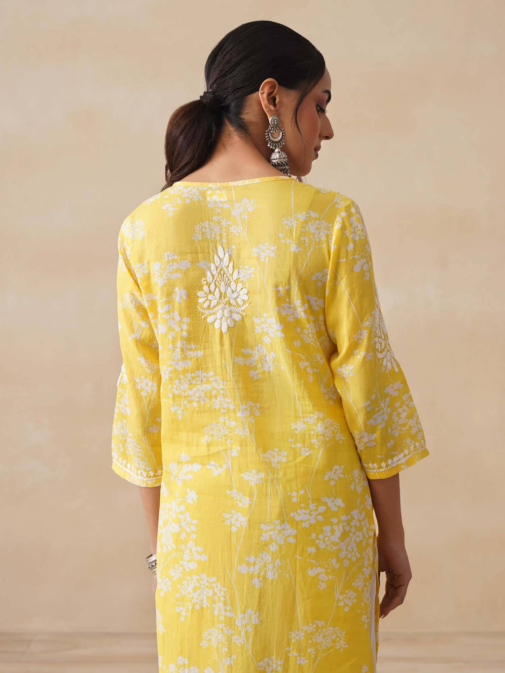 Chikankari Woven Printed Long Kurta | FY93 - view 5