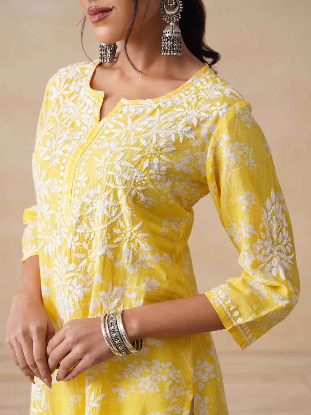 Chikankari Woven Printed Long Kurta | KDG - view 9