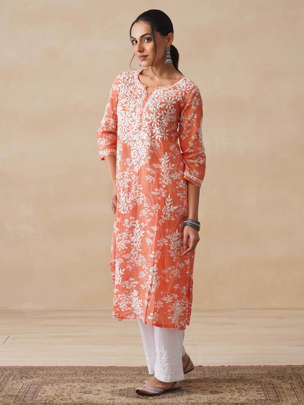 Chikankari Woven Printed Long Kurta | KDG - view 40