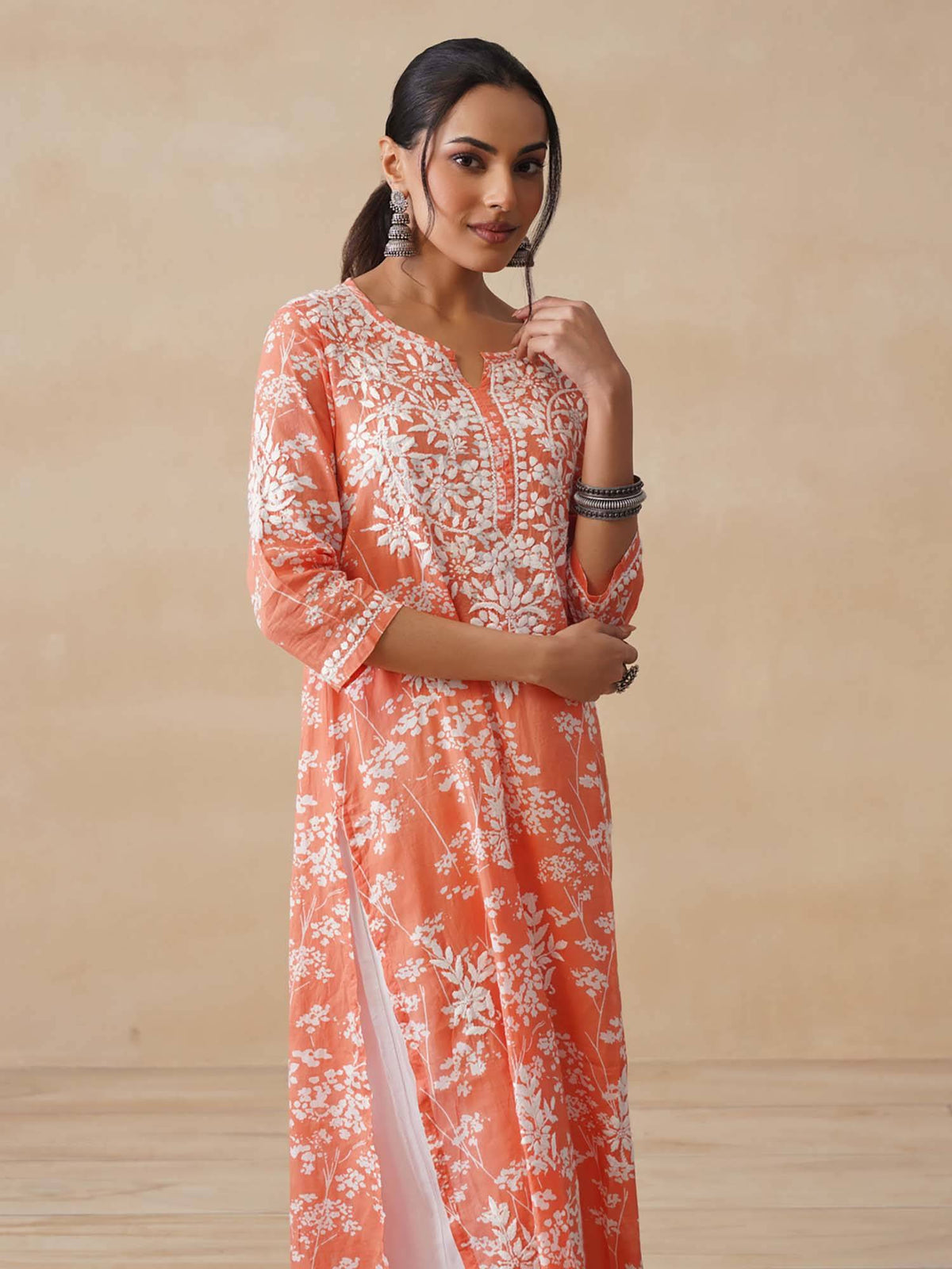 Chikankari Printed Long Kurta | KDG - view 44