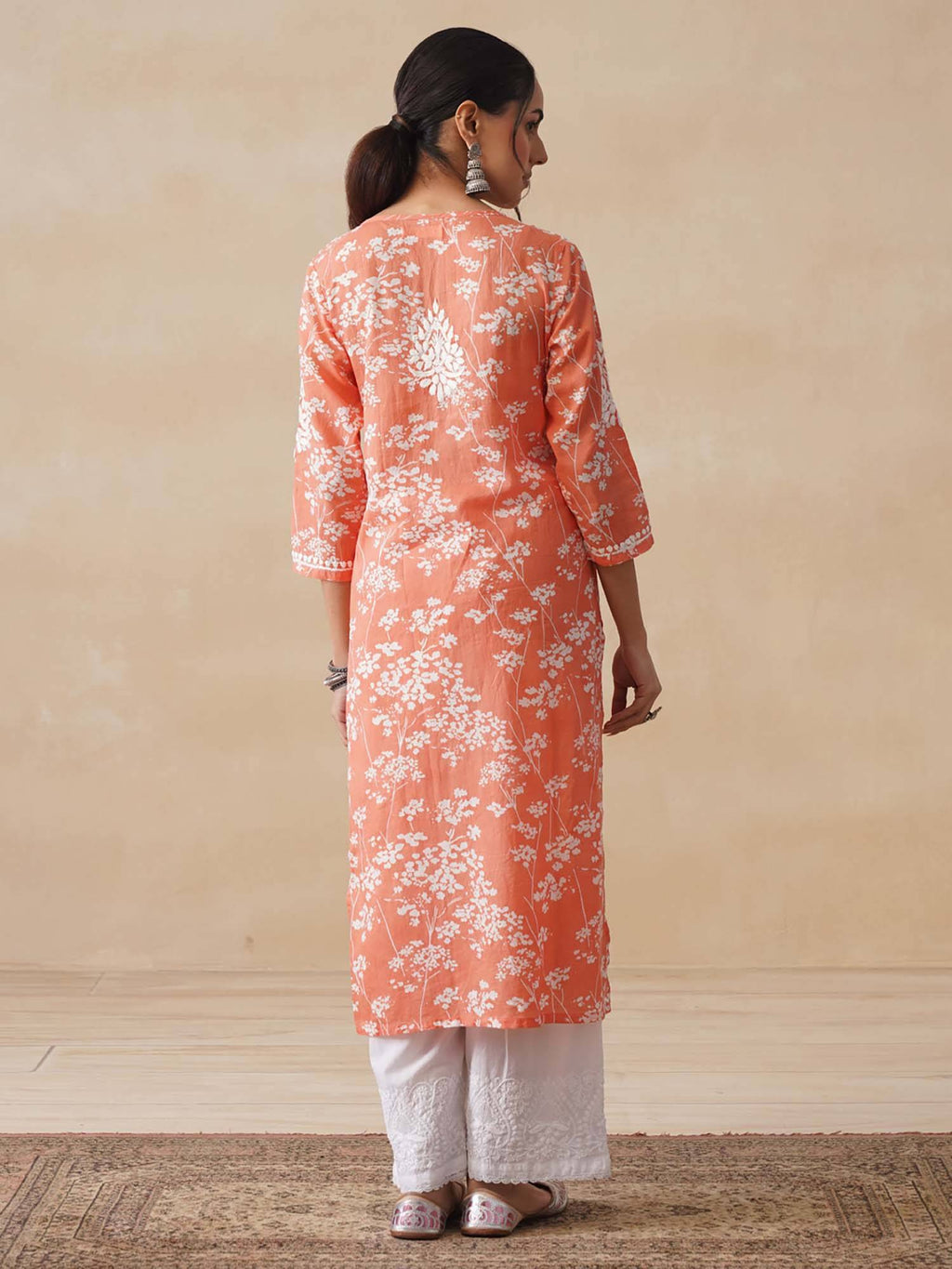 Chikankari Woven Printed Long Kurta | KDG - view 46