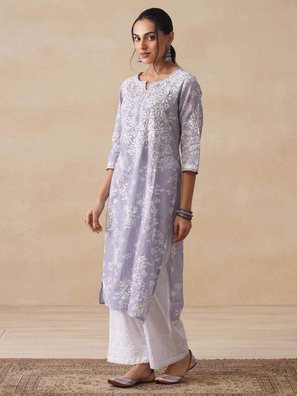 Chikankari Printed Long Kurta | FY93 - view 2