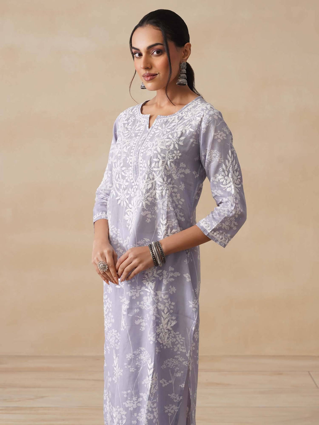 Chikankari Printed Long Kurta | FY93 - view 5