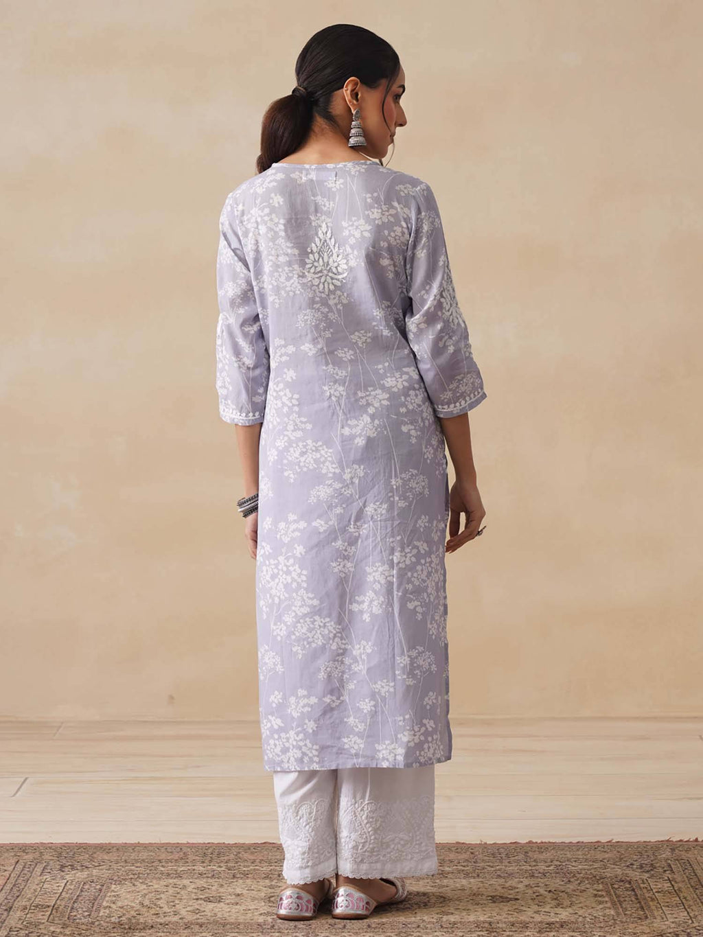 Chikankari Woven Printed Long Kurta | KDG - view 18