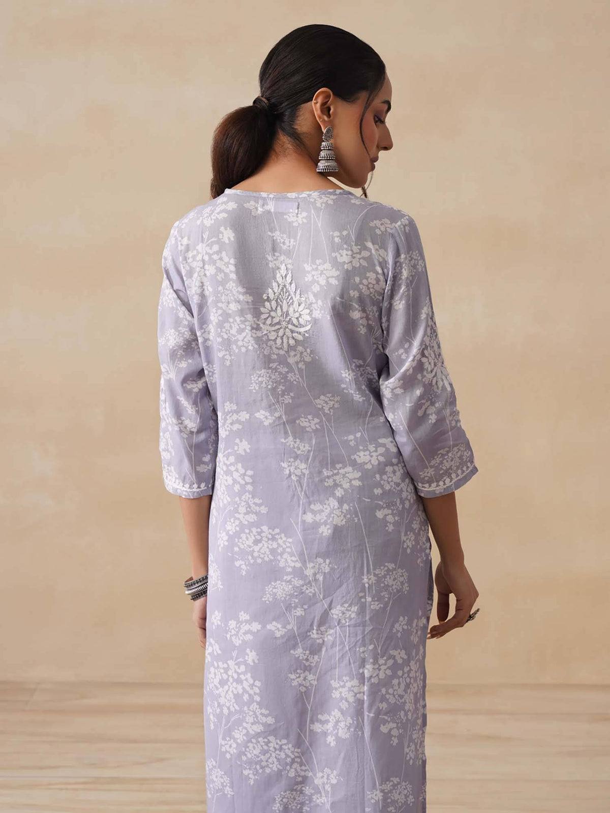 Chikankari Woven Printed Long Kurta | KDG - view 19