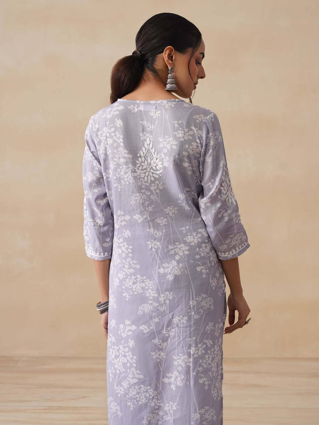 Chikankari Printed Long Kurta | KDG - view 9