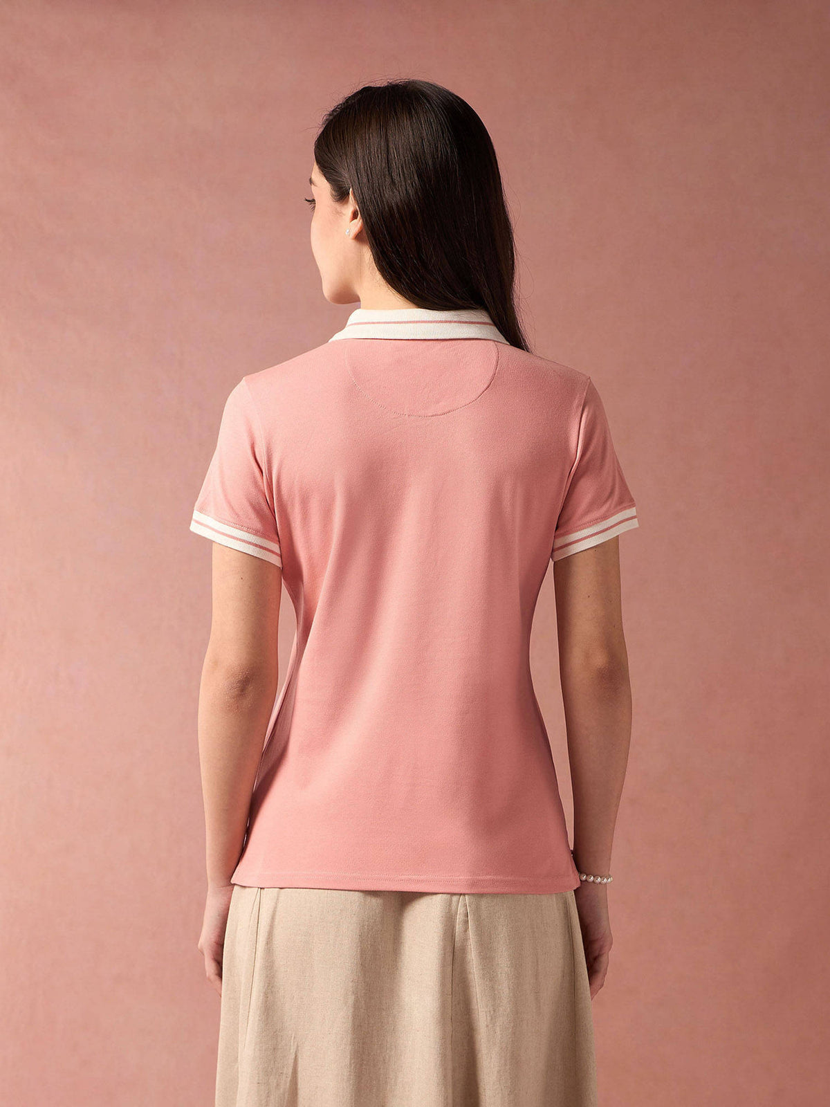 Contrast Striped Collar Solid Polo T-Shirt | PW43 - view 24