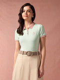 Contrast Striped Collar Solid Polo T-Shirt | PW43 - view 27