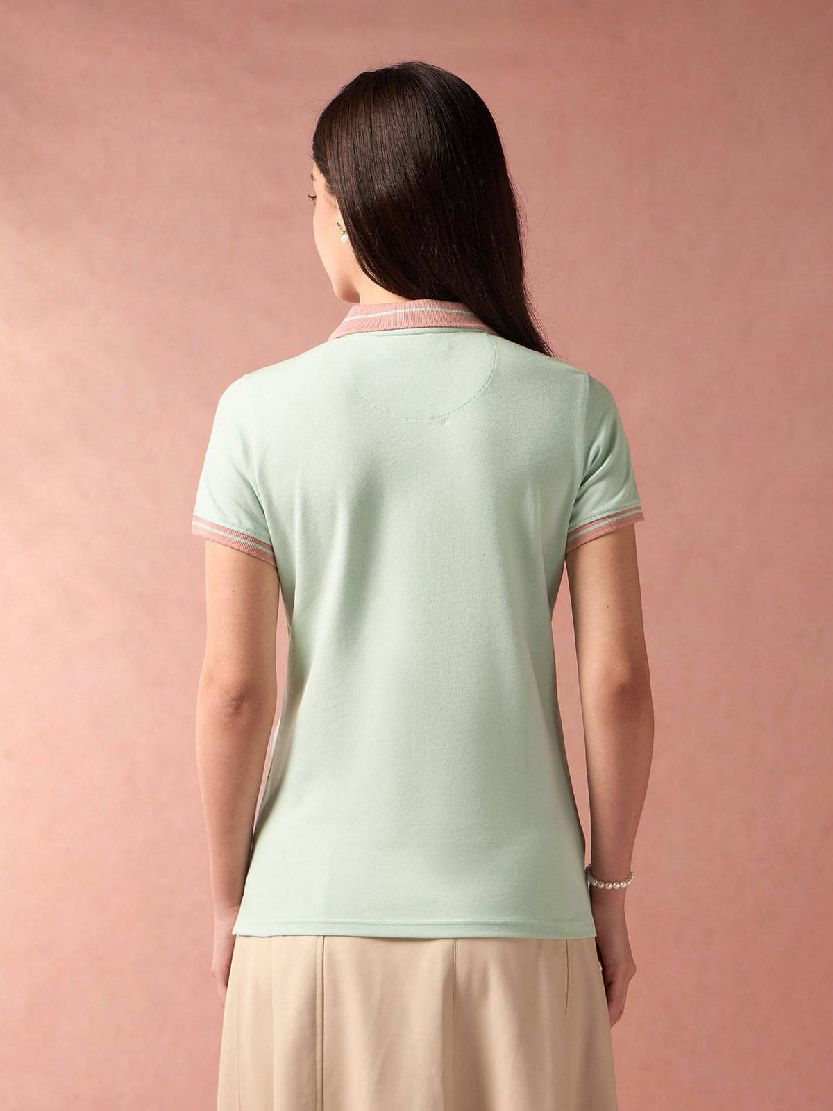Contrast Striped Collar Solid Polo T-Shirt | PW43 - view 31