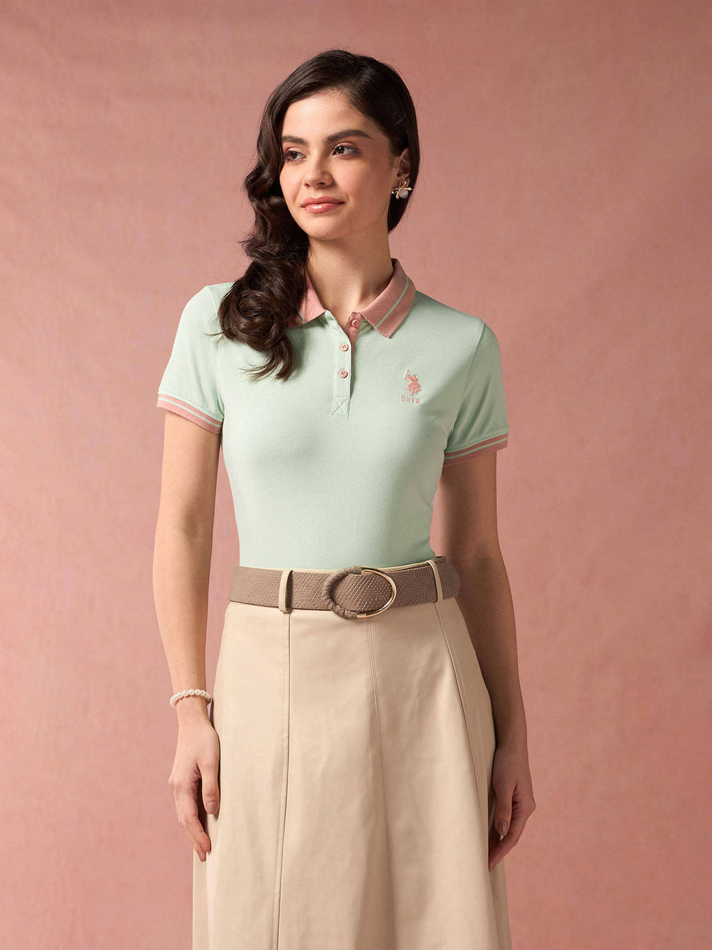 Contrast Striped Collar Solid Polo T-Shirt | PW43 - view 32