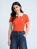 Contrast Striped Collar Solid Polo T-Shirt | PW43 - view 1