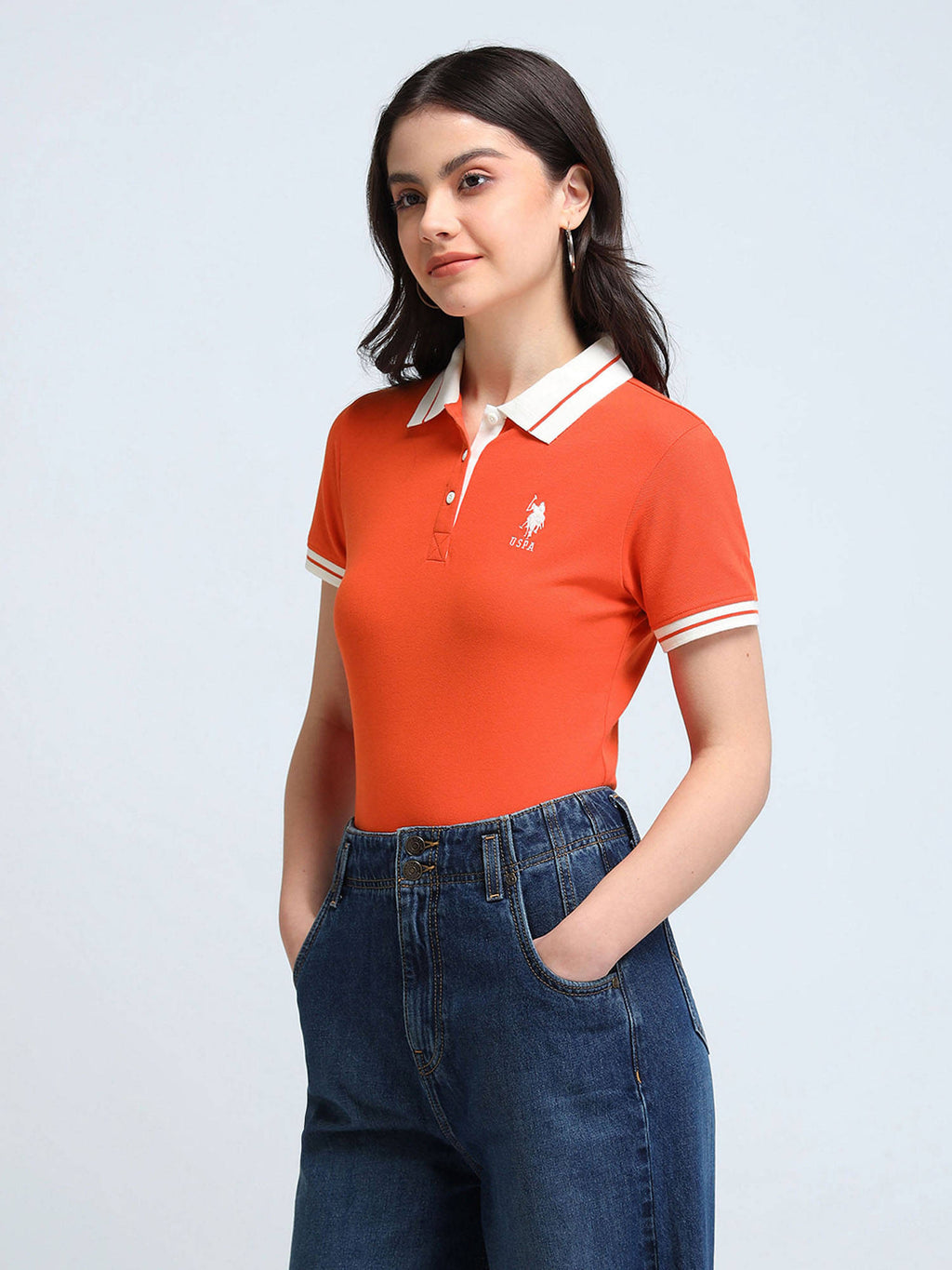 Contrast Striped Collar Solid Polo T-Shirt | PW43 - view 4