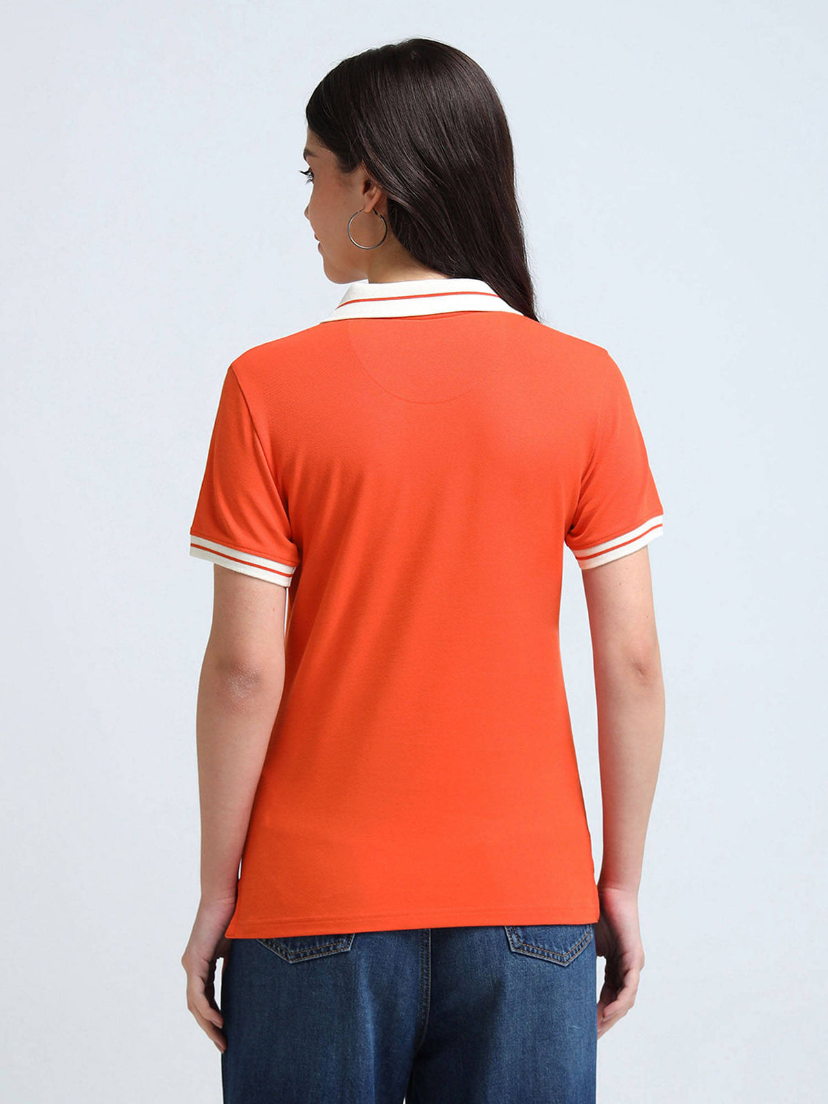 Contrast Striped Collar Solid Polo T-Shirt | PW43 - view 5