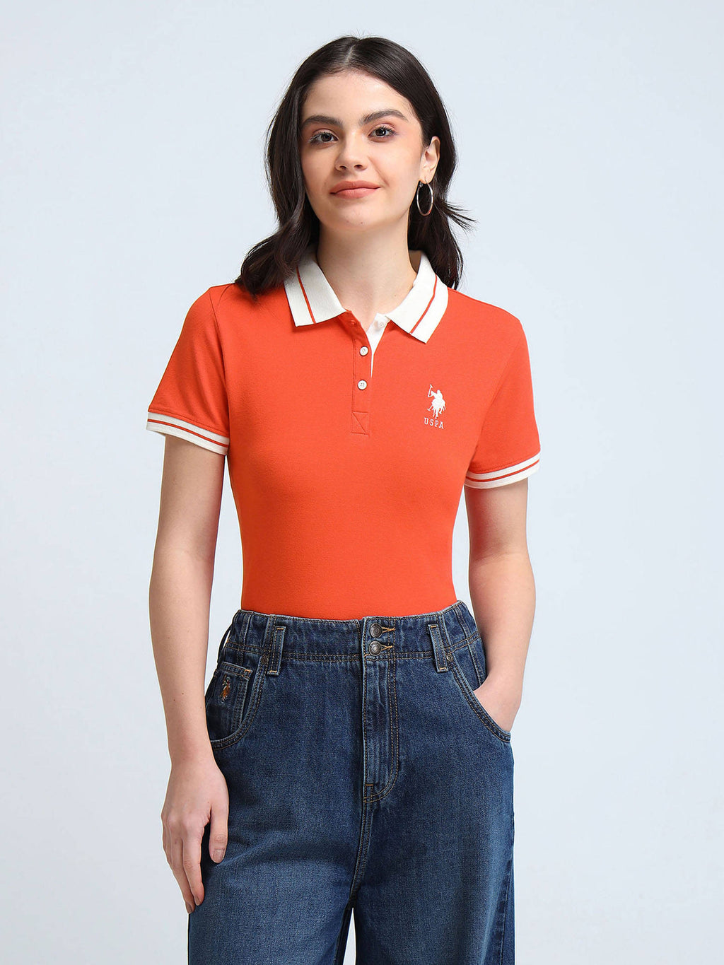 Contrast Striped Collar Solid Polo T-Shirt | PW43 - view 6