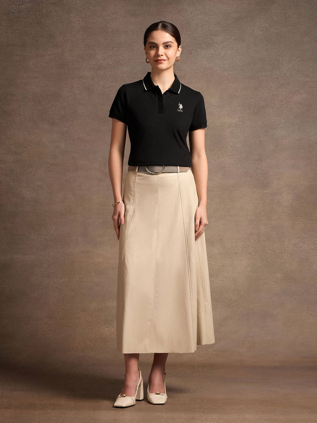 Lurex Tipped Solid Polo T-Shirt | PW43 - view 3