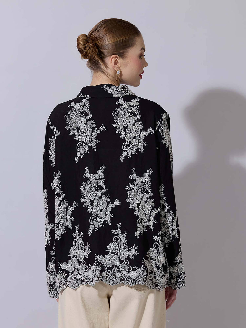 Women Embroidered Black Shirt | S67 - view 4