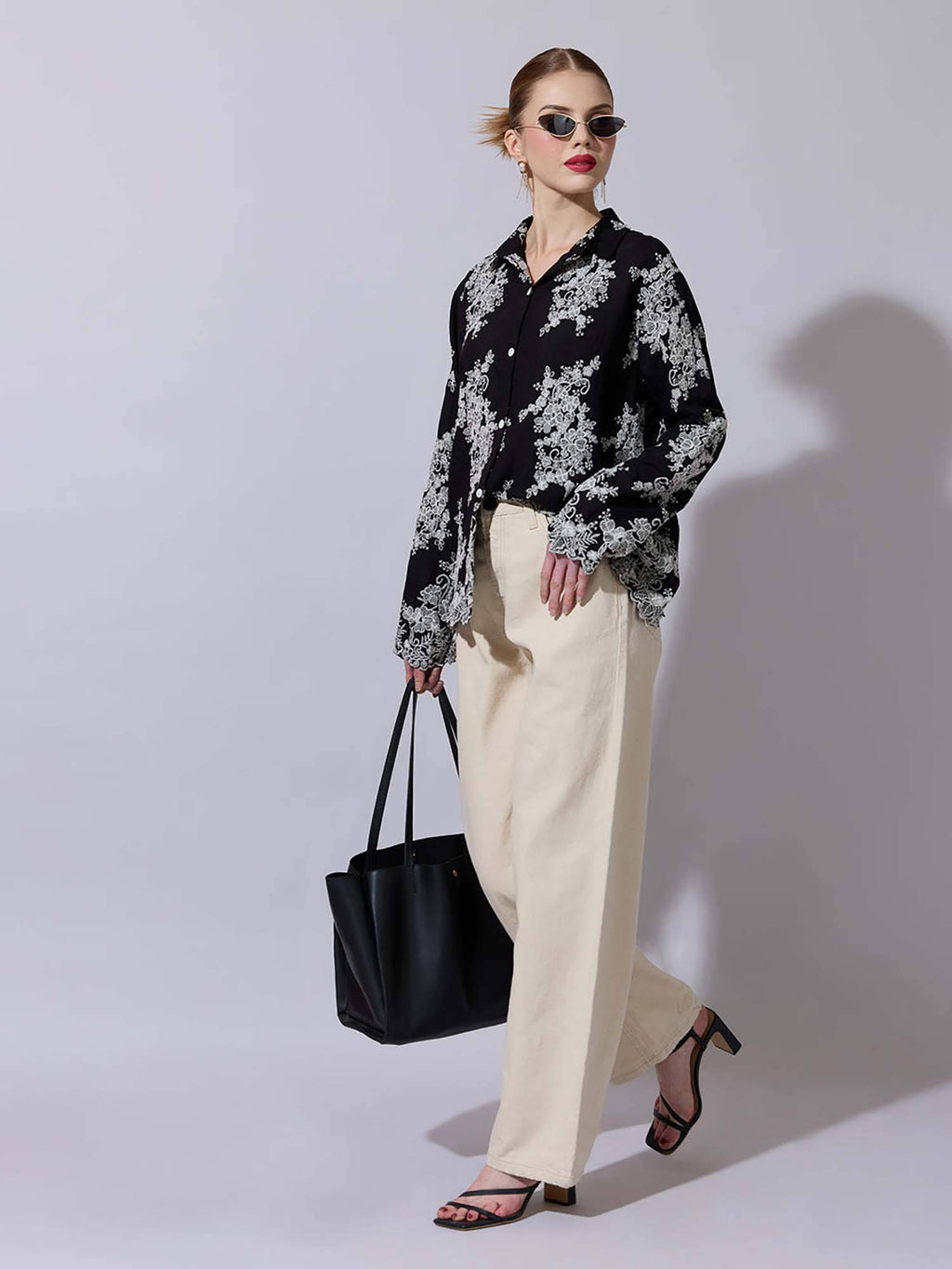Women Embroidered Black Shirt | S67 - view 5
