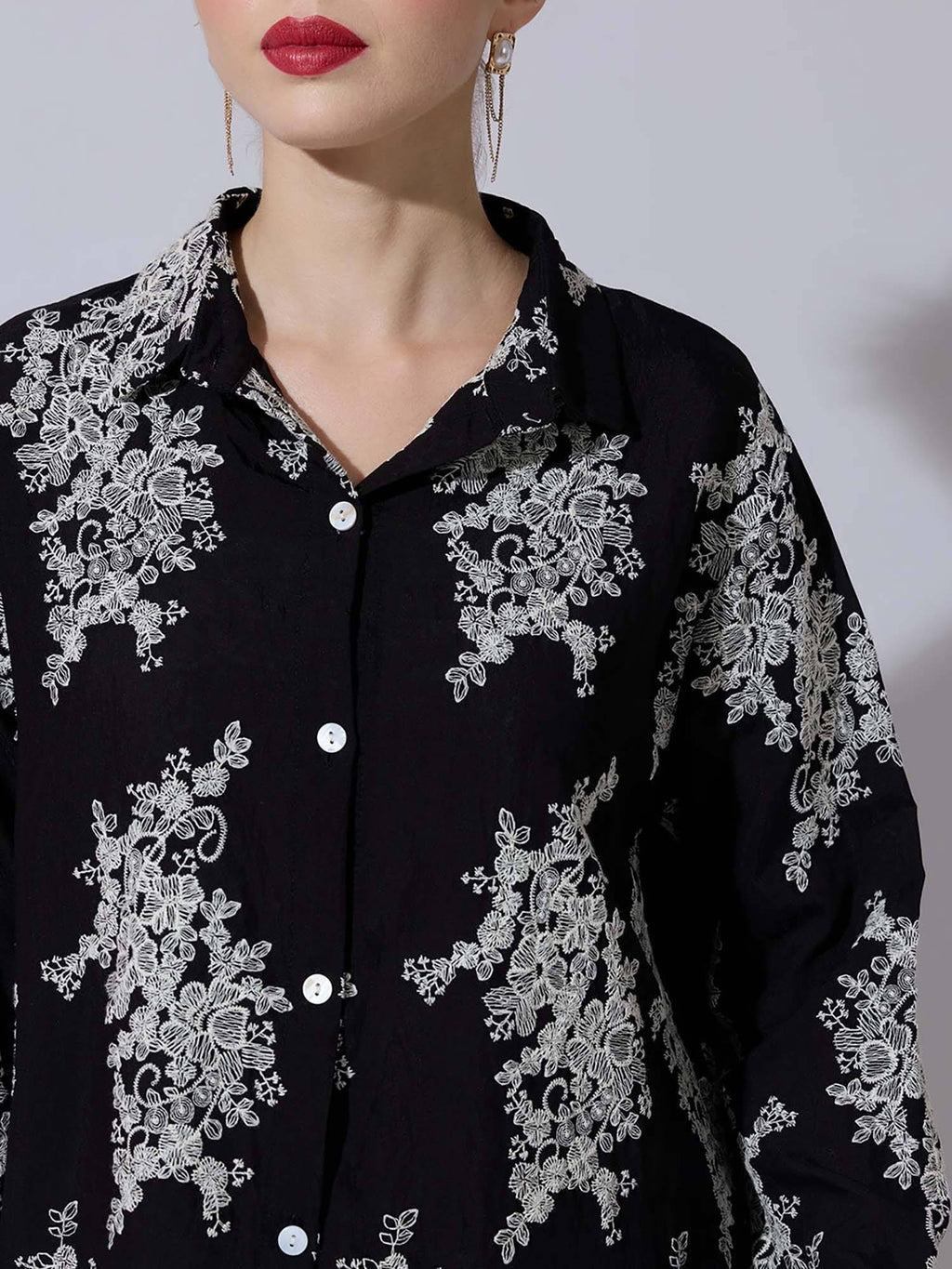 Women Embroidered Black Shirt | S67 - view 6