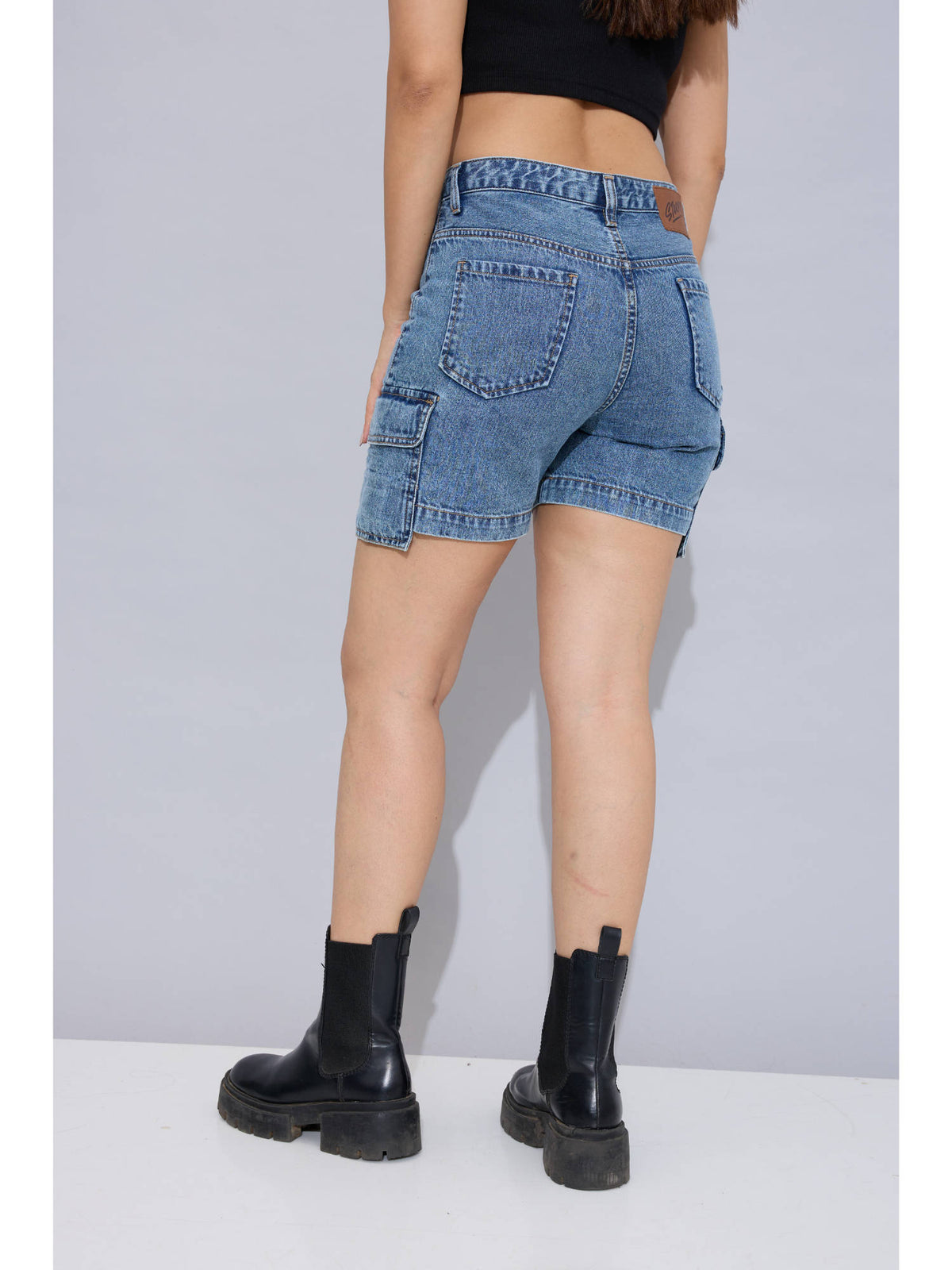 Snatch Cargo Blue Solid Shorts | RF89 - view 2