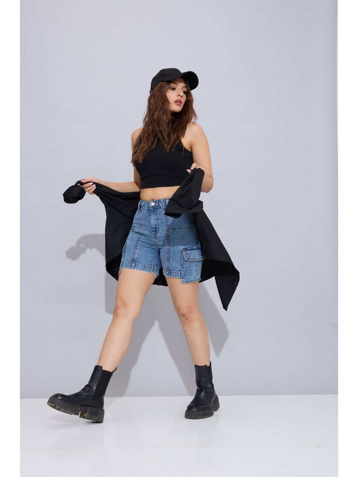 Snatch Cargo Blue Solid Shorts | RF89 - view 4