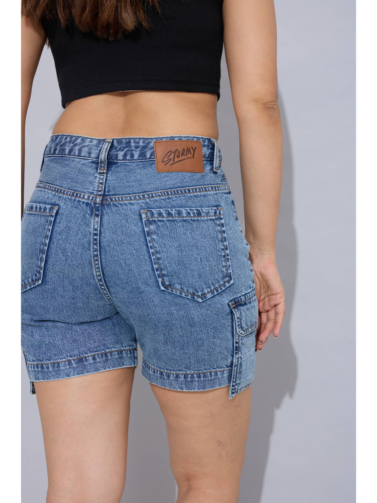 Snatch Cargo Blue Solid Shorts | RF89 - view 5