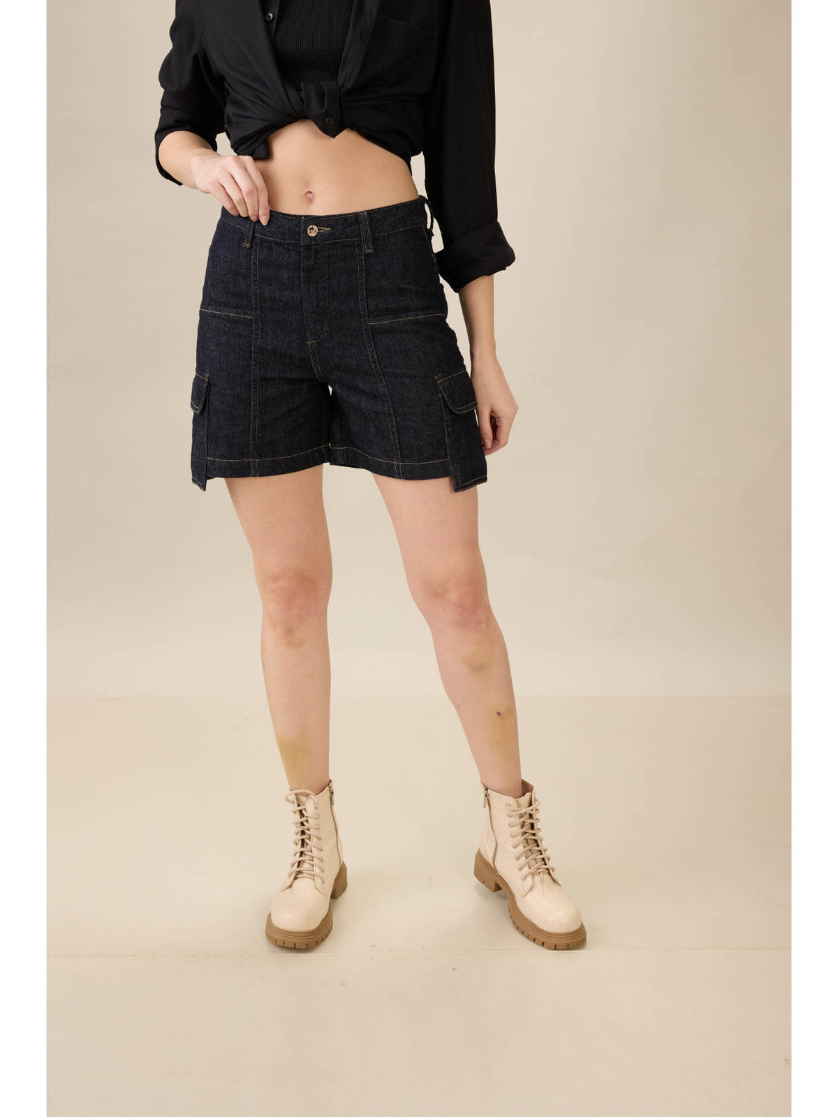 Snatch Cargo Blue Solid Shorts | RF89 - view 6