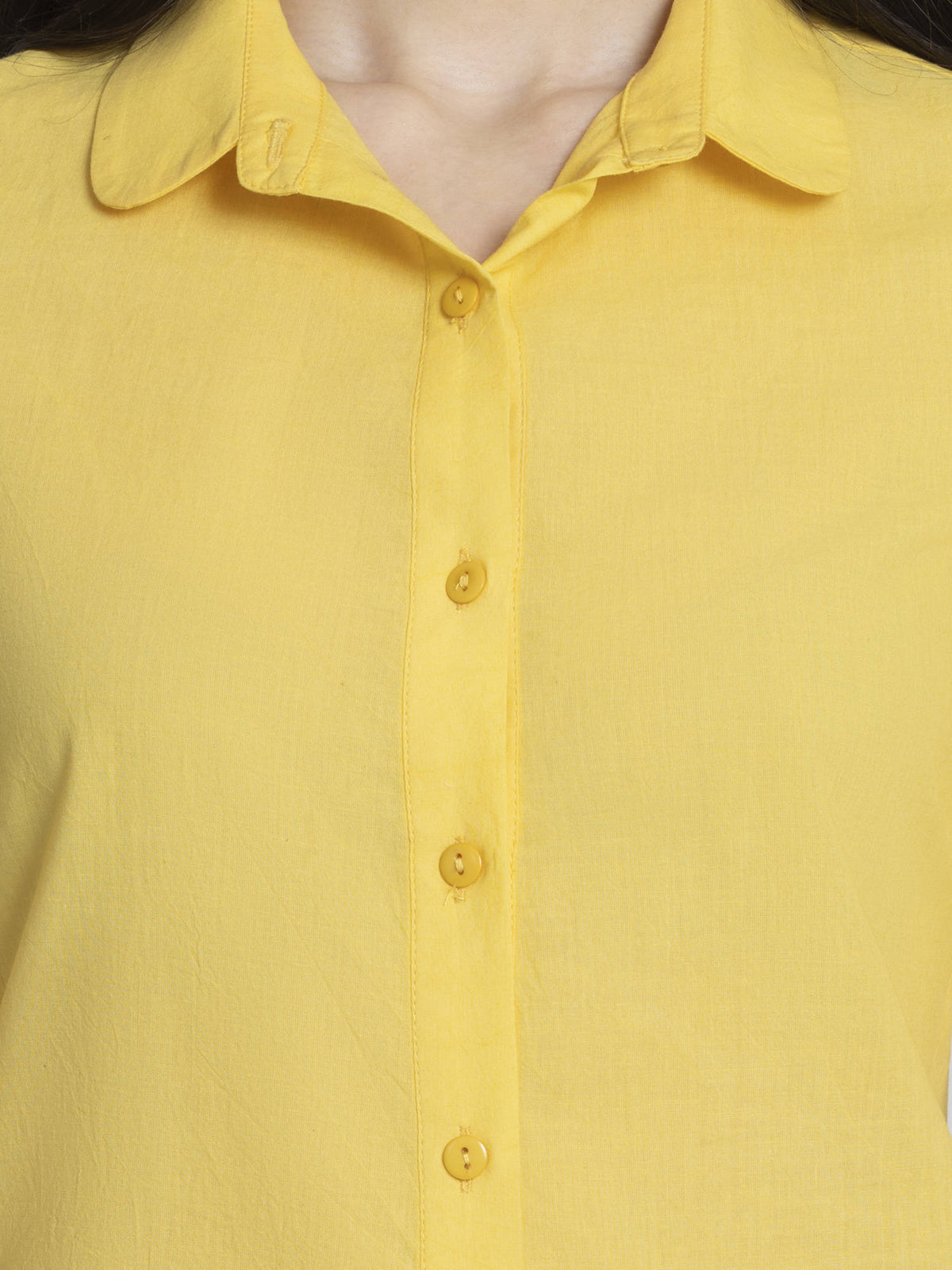 Shirt Collar Yellow Embroidered Short Sleeves Casual Shirt For Women | S67 - view 6