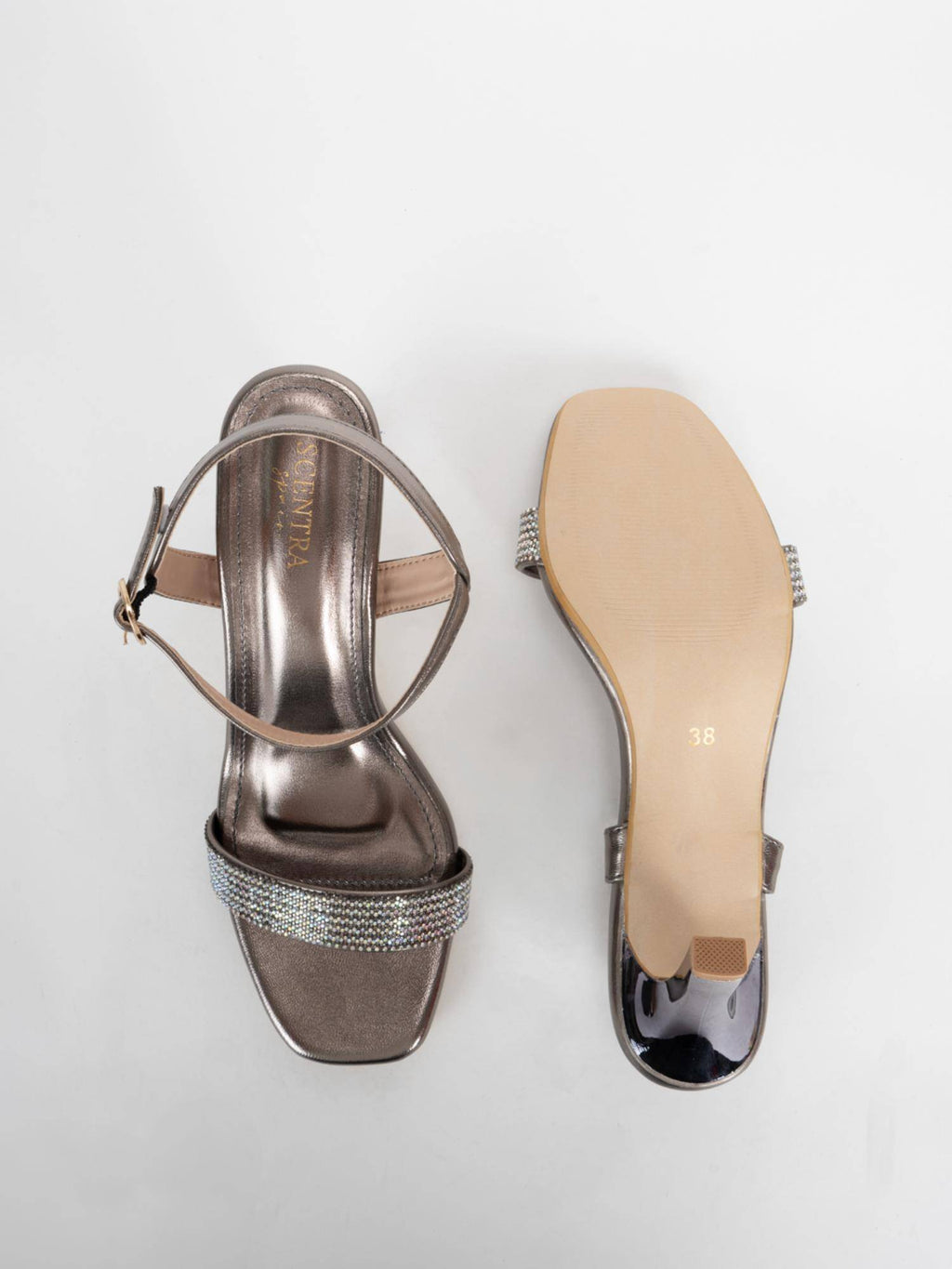 Women's Grey Block Heel Sandals | H78 - view 7