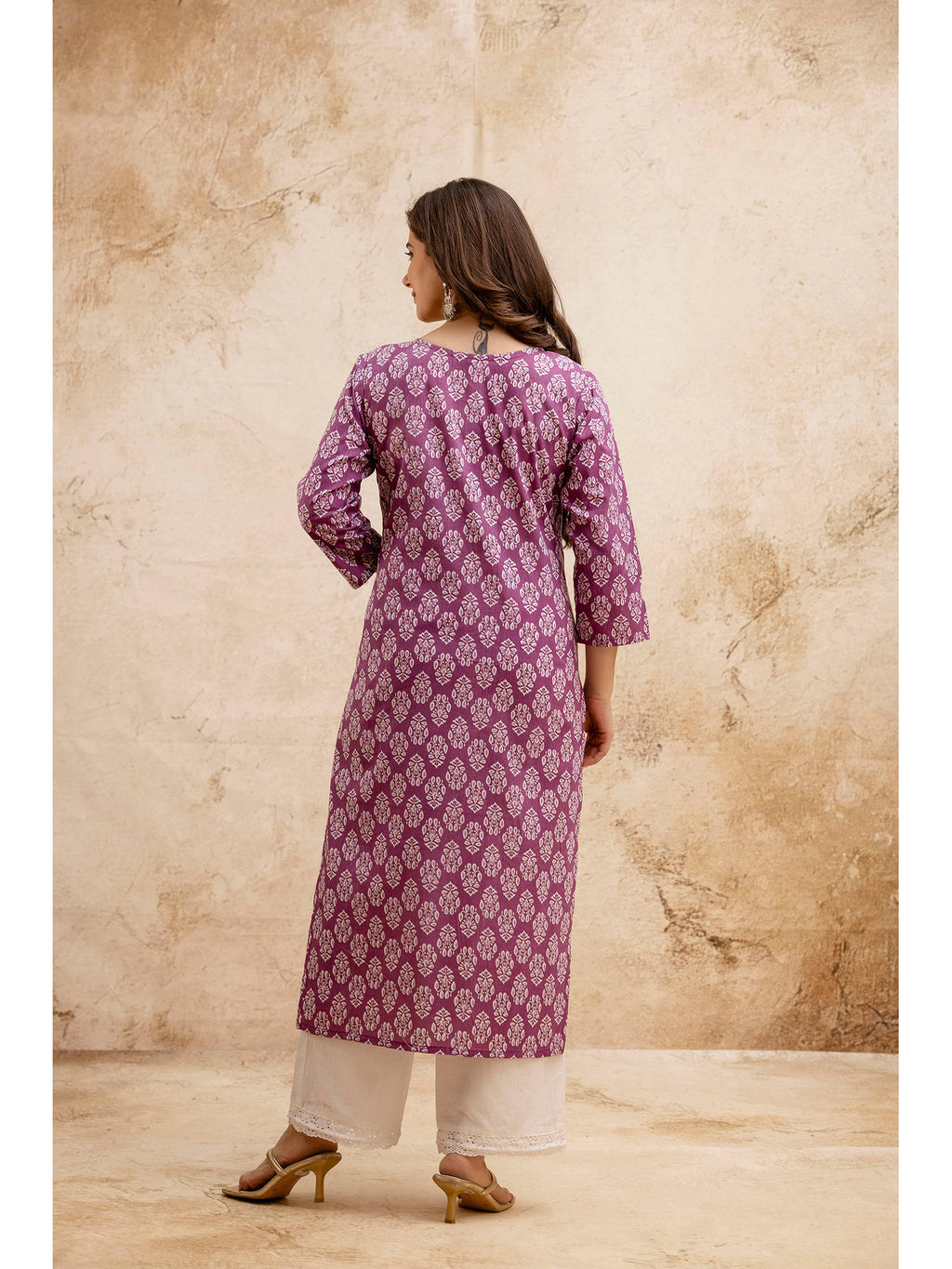 Blue Cotton Floral Printed Embroidered Kurta | FY93 - view 9