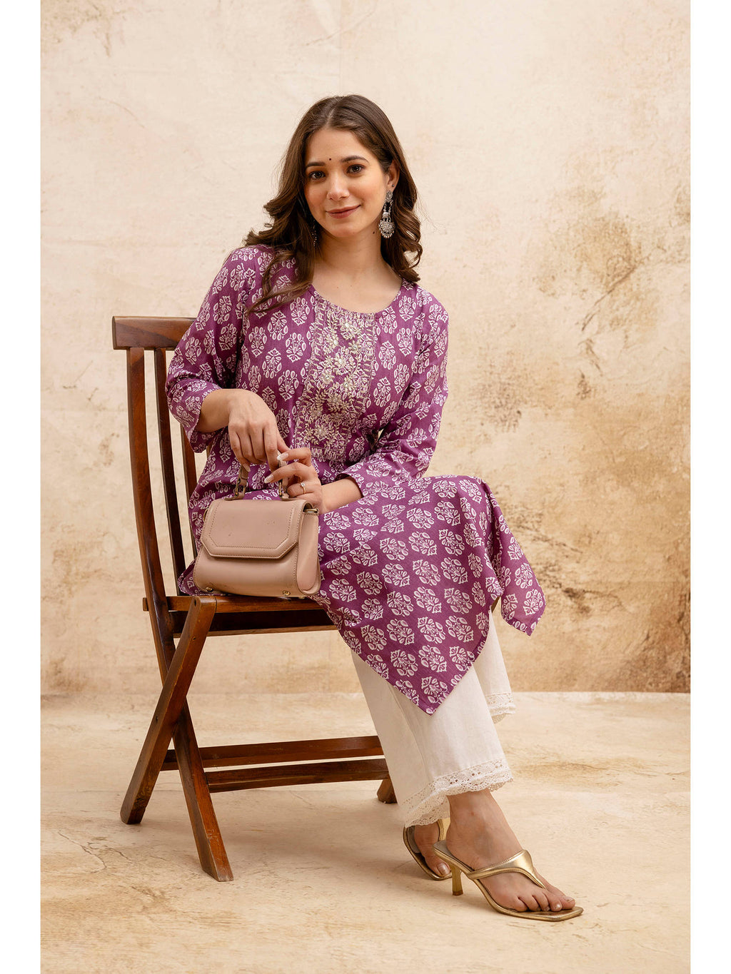Olive Cotton Floral Printed Embroidered Kurta | U3S - view 11