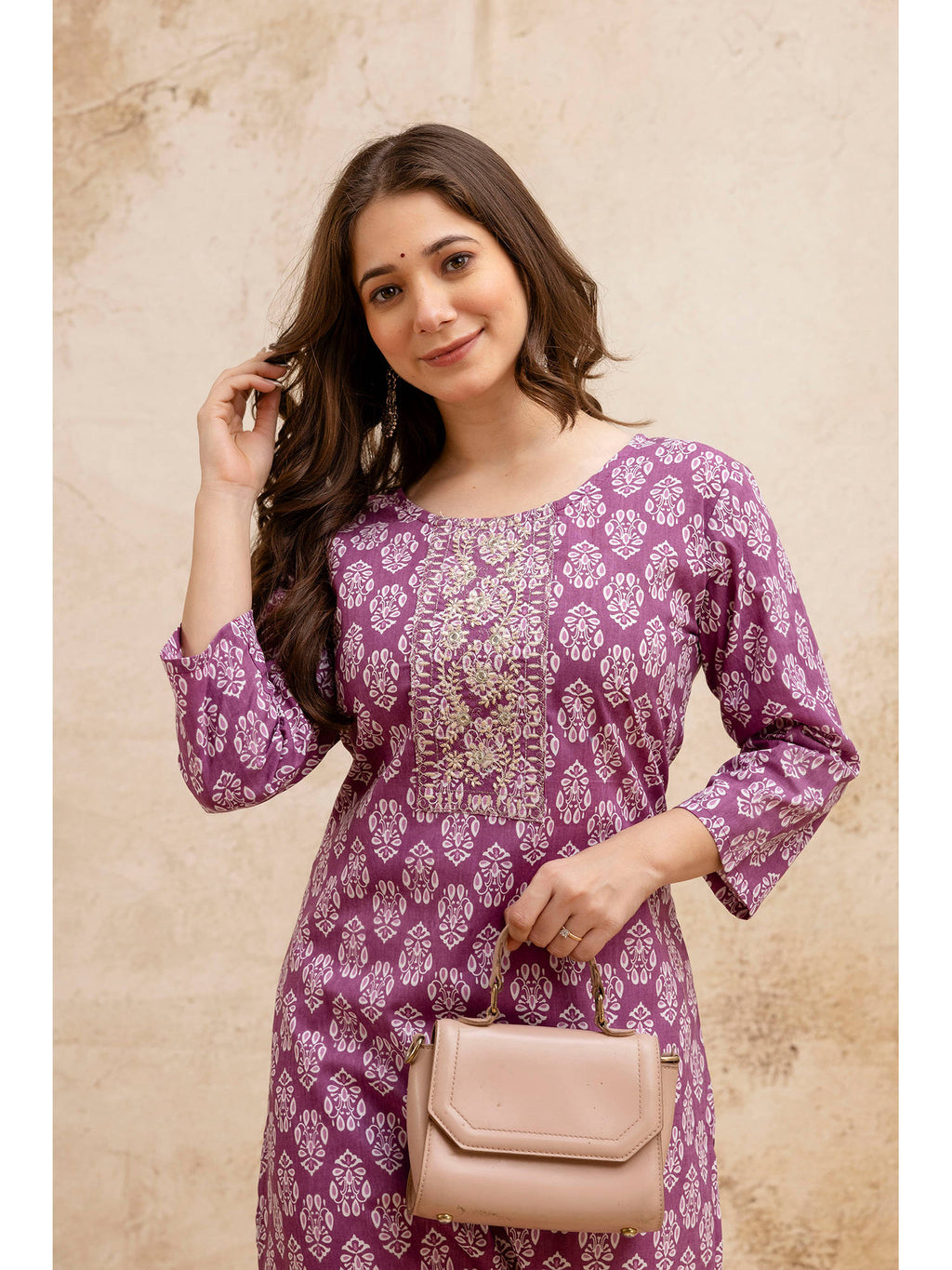 Blue Cotton Floral Printed Embroidered Kurta | FY93 - view 14