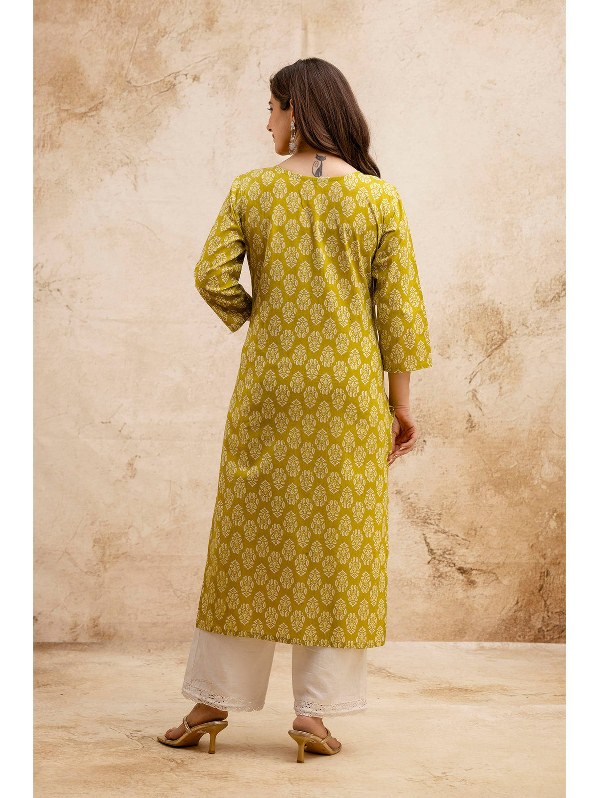 Blue Cotton Floral Printed Embroidered Kurta | FY93 - view 16