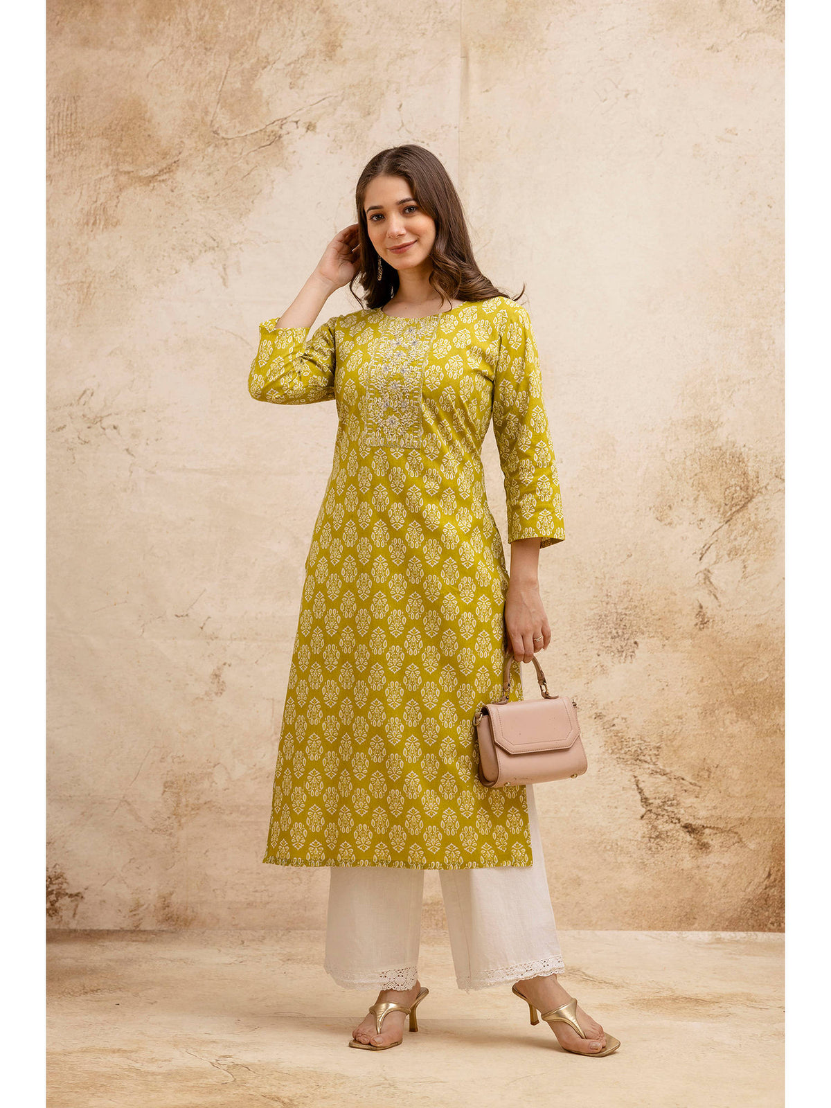 Blue Cotton Floral Printed Embroidered Kurta | FY93 - view 21