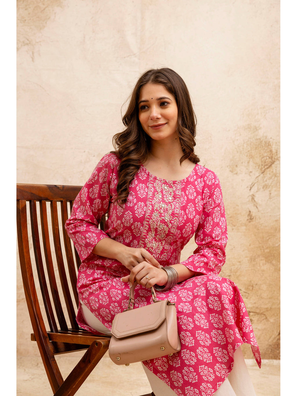 Olive Cotton Floral Printed Embroidered Kurta | FY93 - view 25