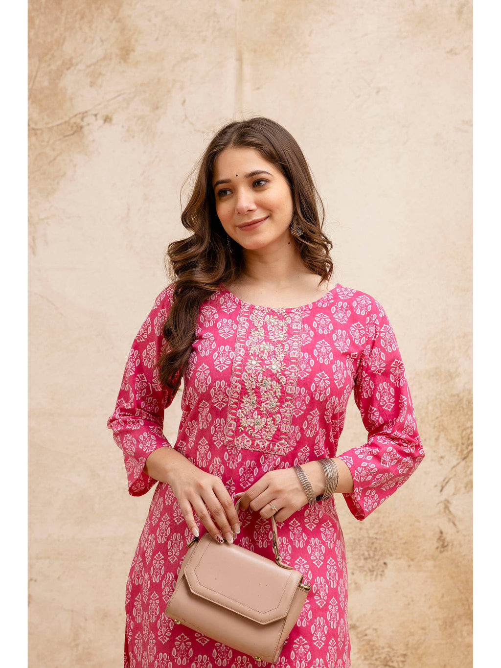 Blue Cotton Floral Printed Embroidered Kurta | FY93 - view 26