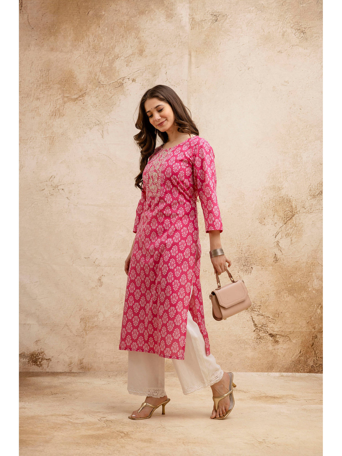 Olive Cotton Floral Printed Embroidered Kurta | FY93 - view 27