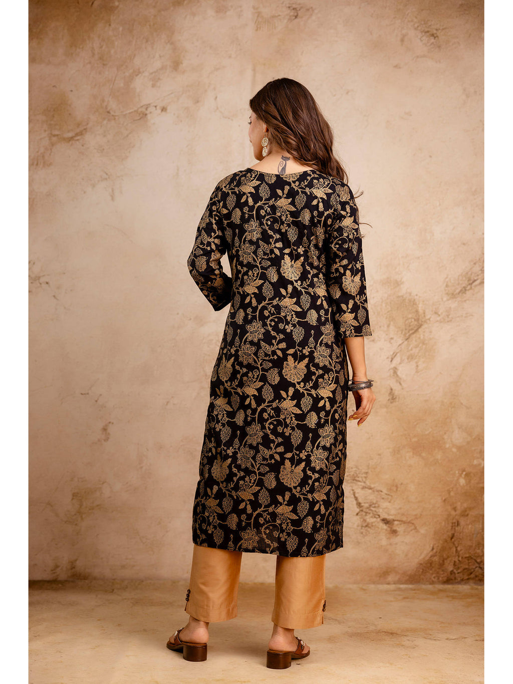 Blue Cotton Printed Mirror Work Kurta | KDG - view 6