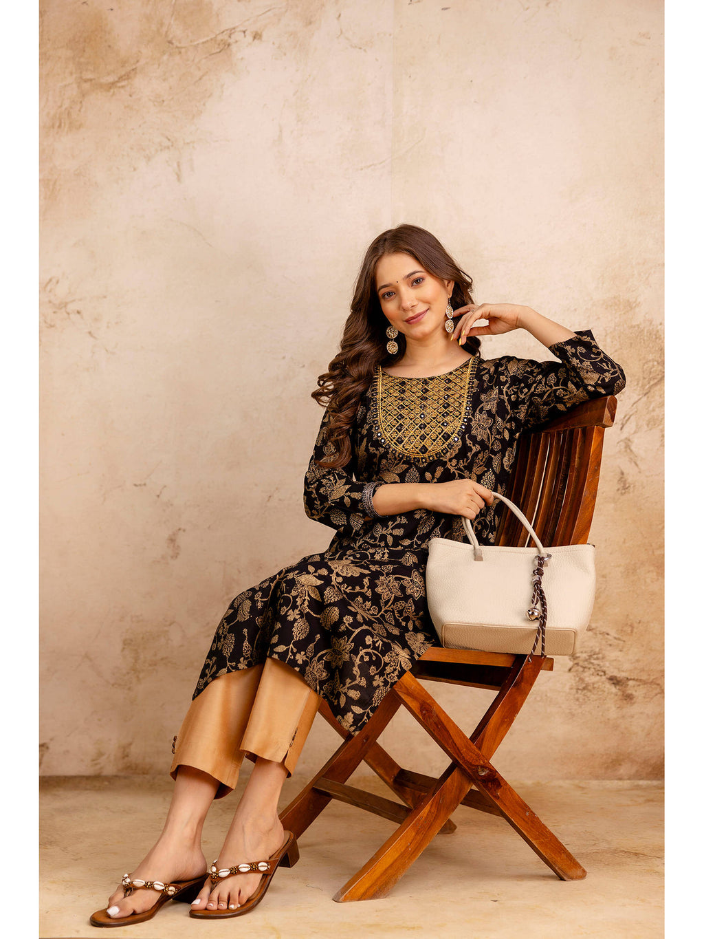 Purple Cotton Printed Mirror Work Kurta | KDG - view 11