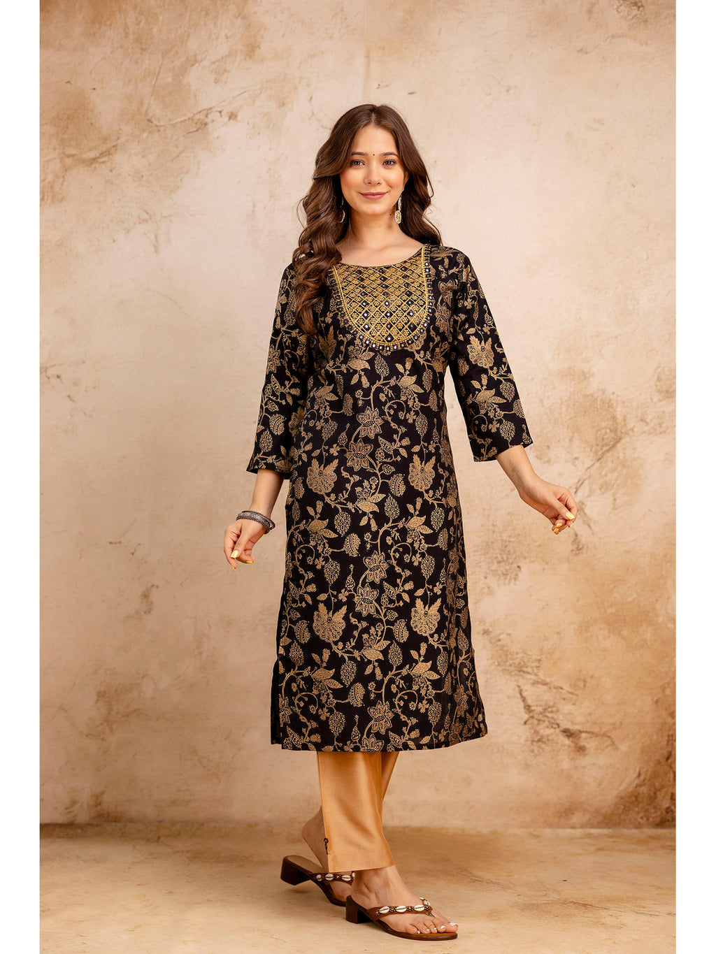 Blue Cotton Printed Mirror Work Kurta | KDG - view 10