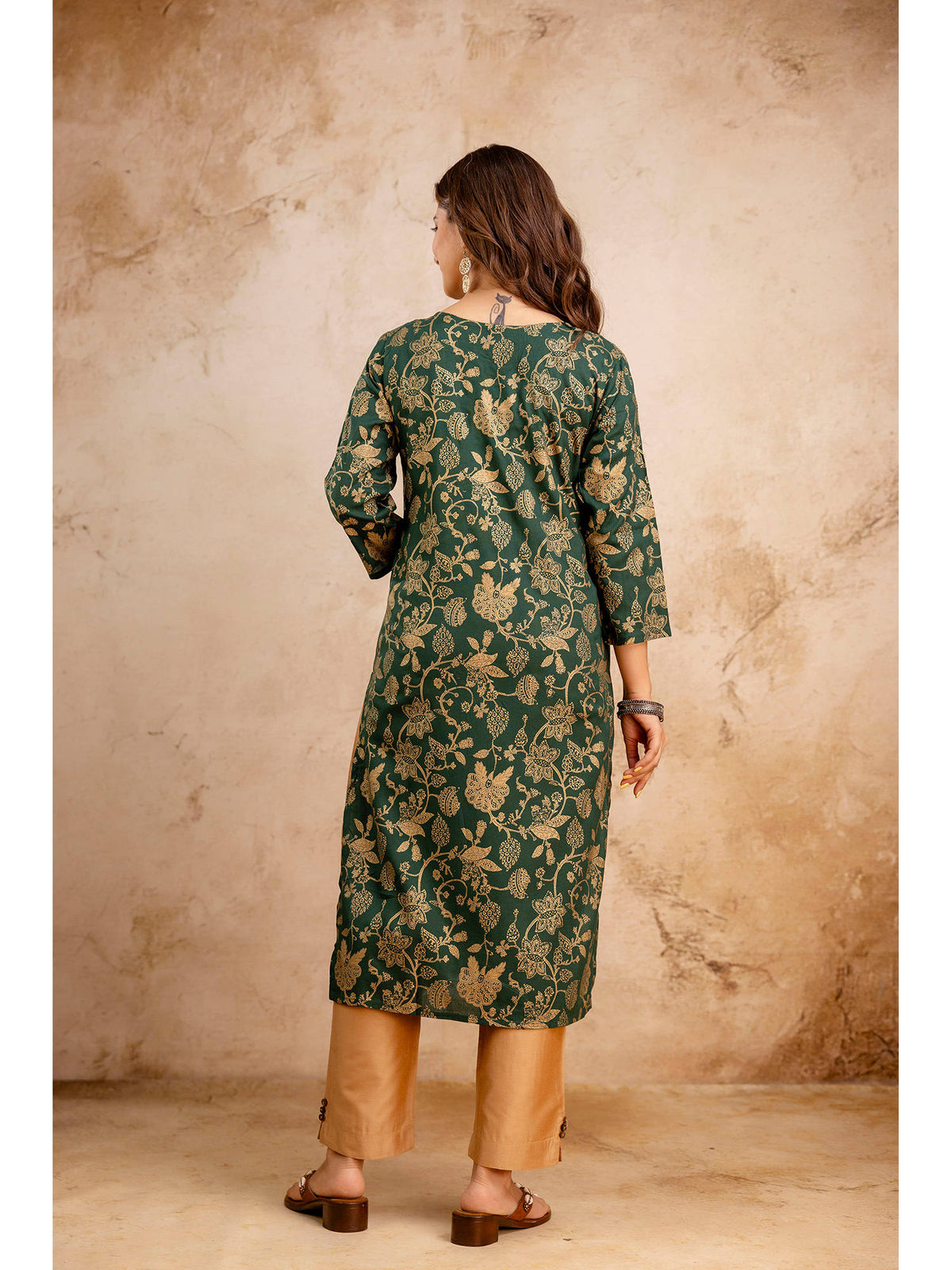 Blue Cotton Printed Mirror Work Kurta | KDG - view 19