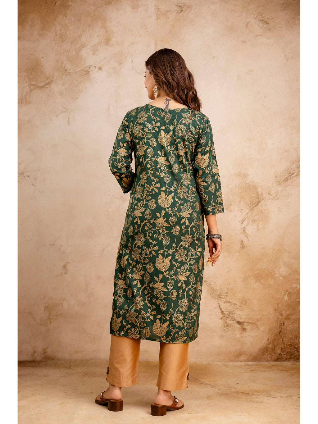 Purple Cotton Printed Mirror Work Kurta | KDG - view 19