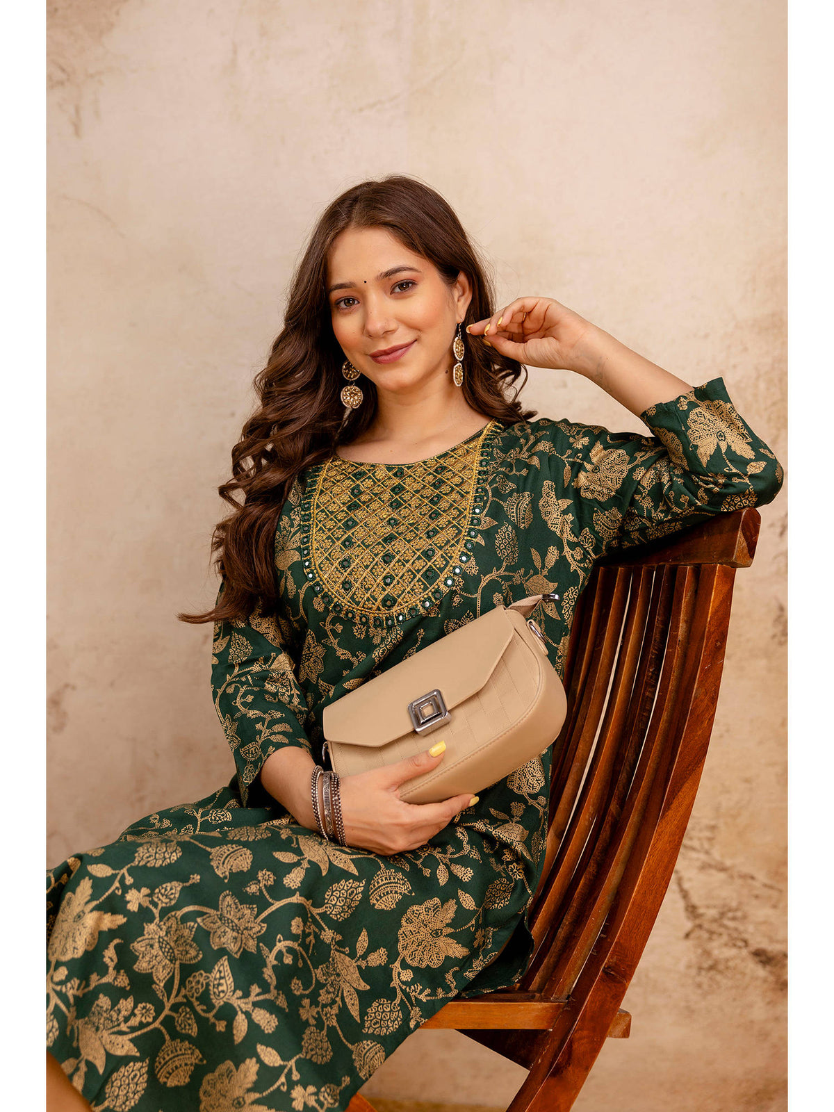 Blue Cotton Printed Mirror Work Kurta | KDG - view 21