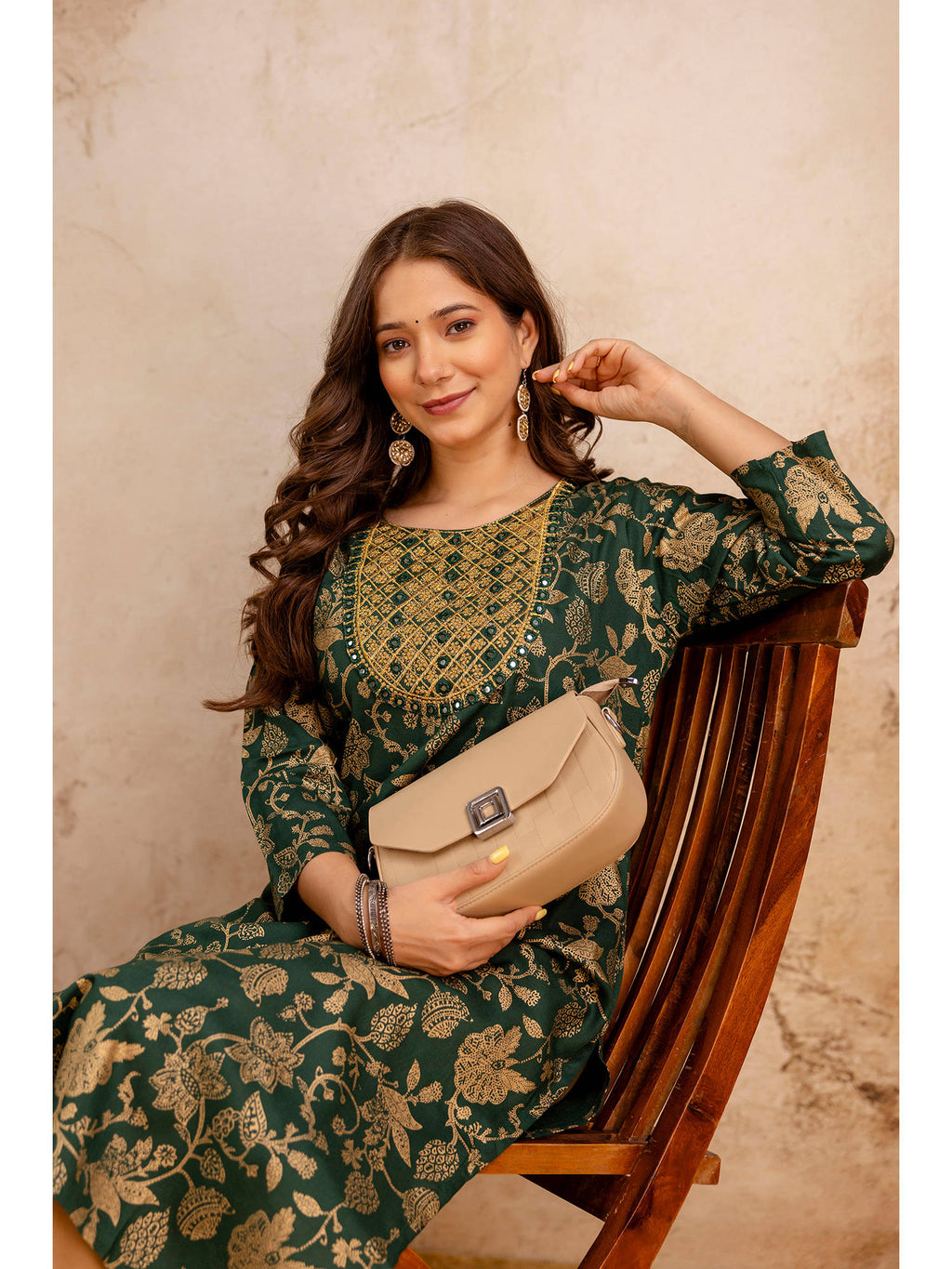 Blue Cotton Printed Mirror Work Kurta | FY93 - view 21