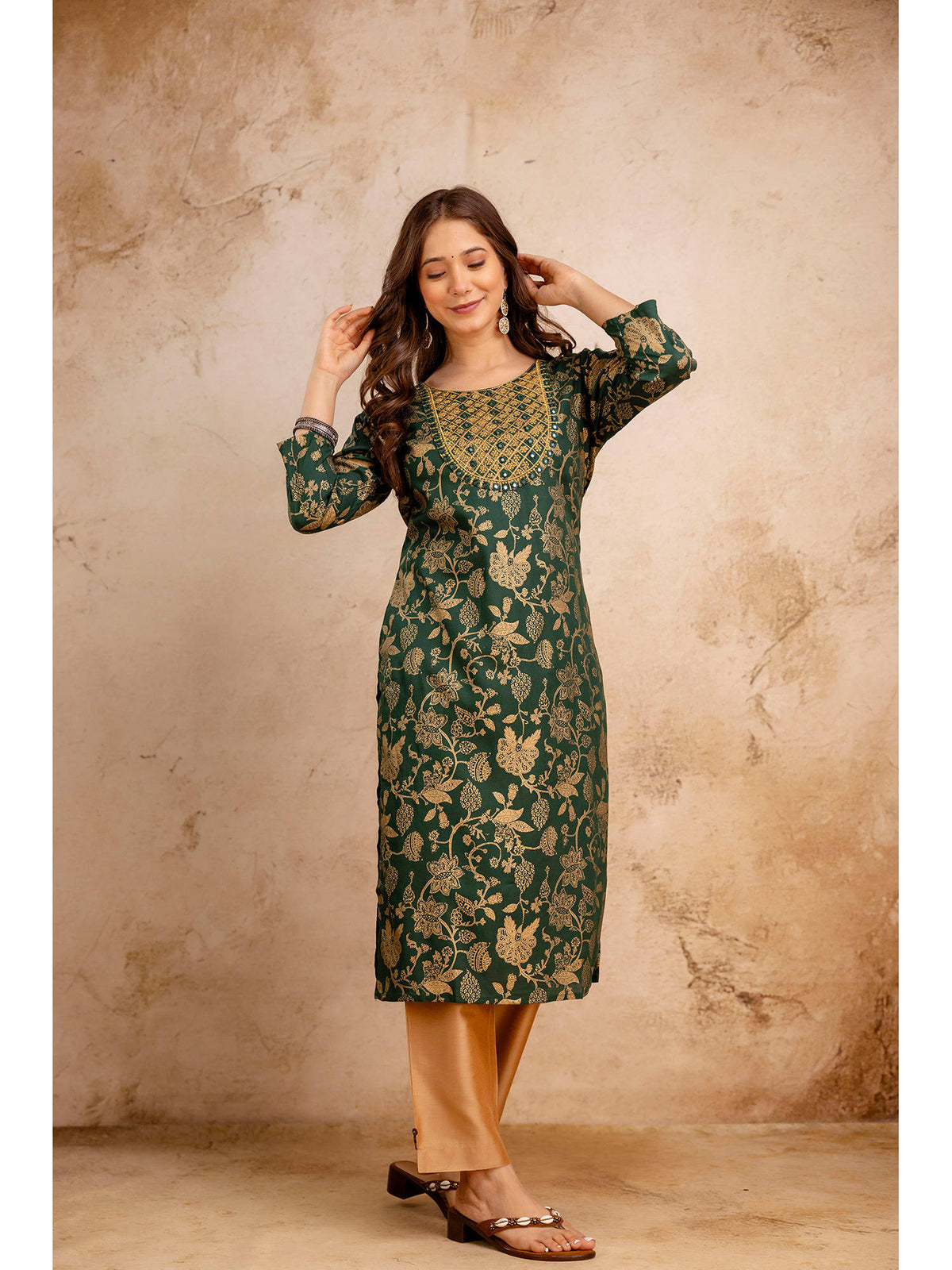 Blue Cotton Printed Mirror Work Kurta | KDG - view 22