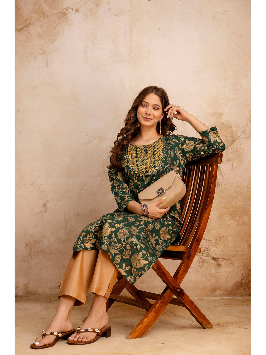 Blue Cotton Printed Mirror Work Kurta | KDG - view 23