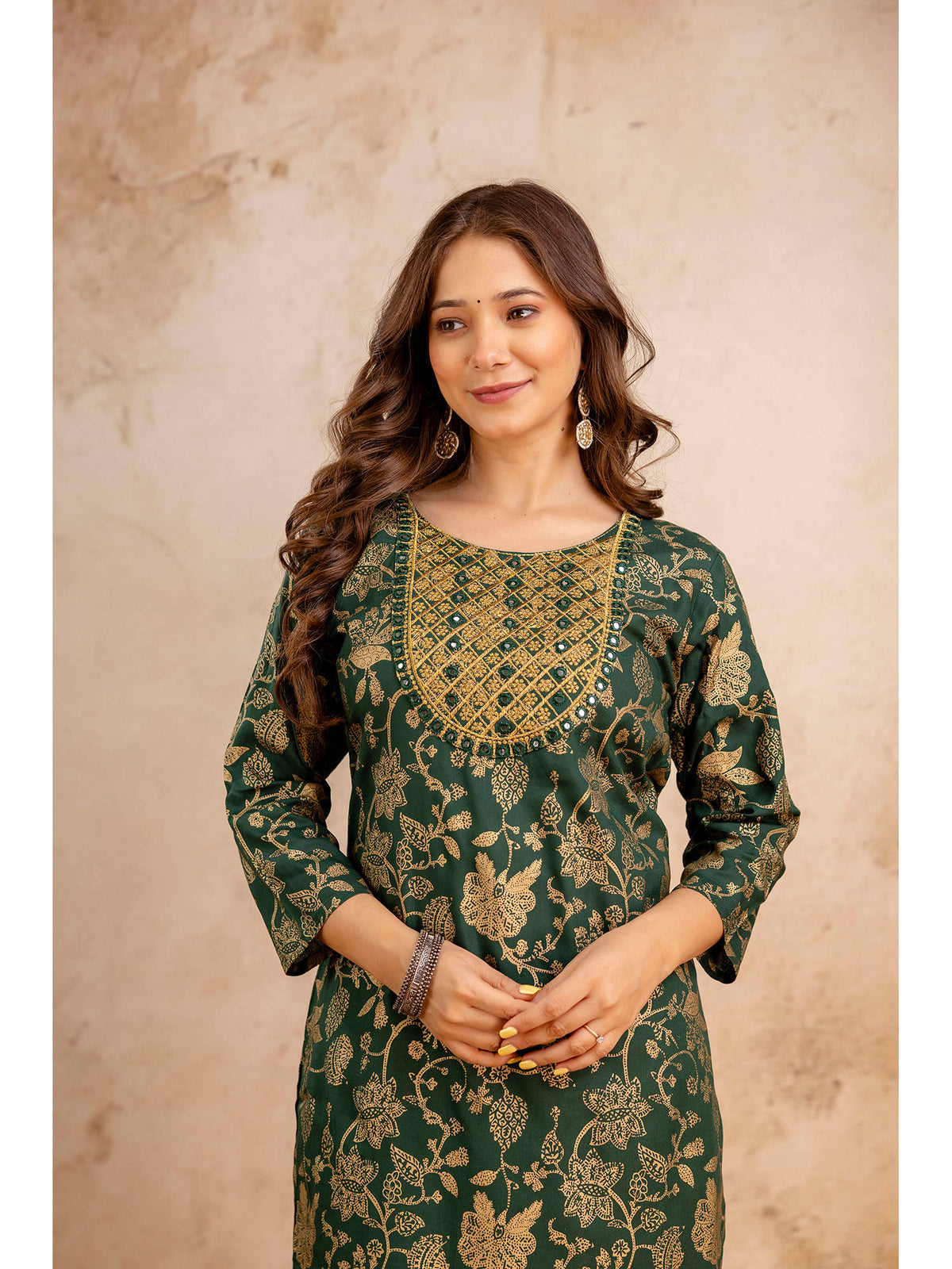Blue Cotton Printed Mirror Work Kurta | FY93 - view 24