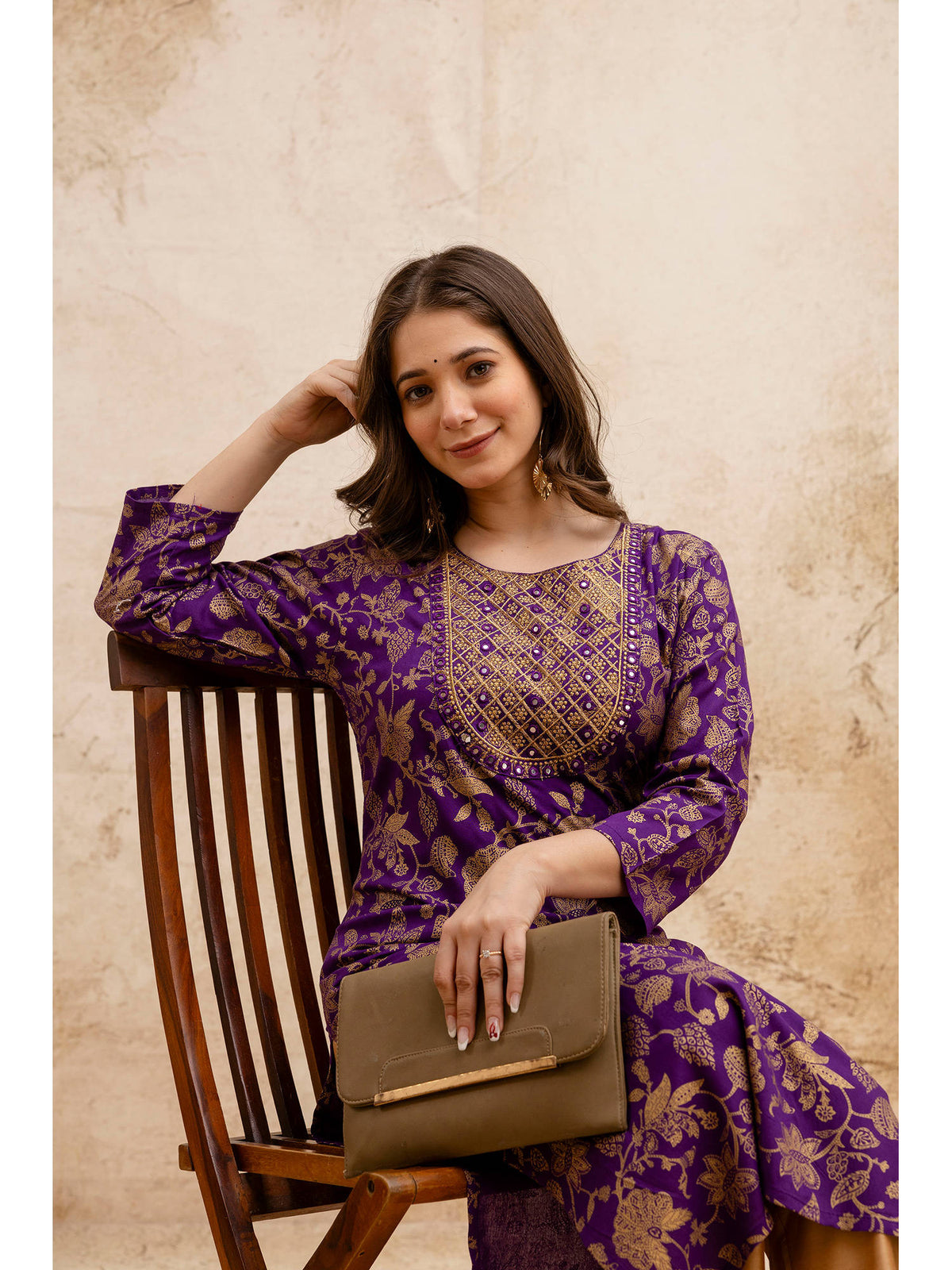 Blue Cotton Printed Mirror Work Kurta | KDG - view 15