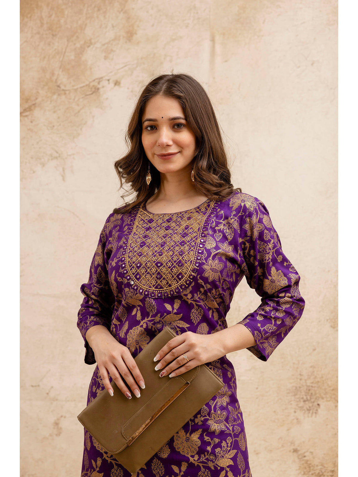Blue Cotton Printed Mirror Work Kurta | KDG - view 16